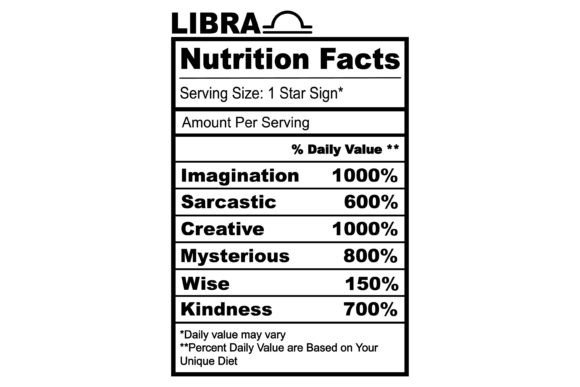 Libra Zodiac Nutrition Facts SVG Graphics for Crafts