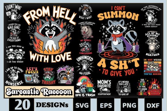 Sarcasm Raccoon SVG Bundle for Graphics and Crafts